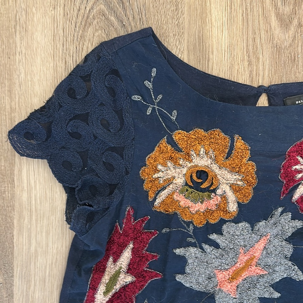 ANTHROPOLOGIE DELETTA Top Embroidered Floral Boho textured Bohemian Size S - Picture 12 of 17